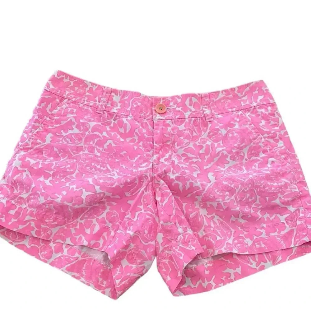Lilly Pulitzer Women's Pink & White Floral Print Lobster Callahan Shorts Size 4